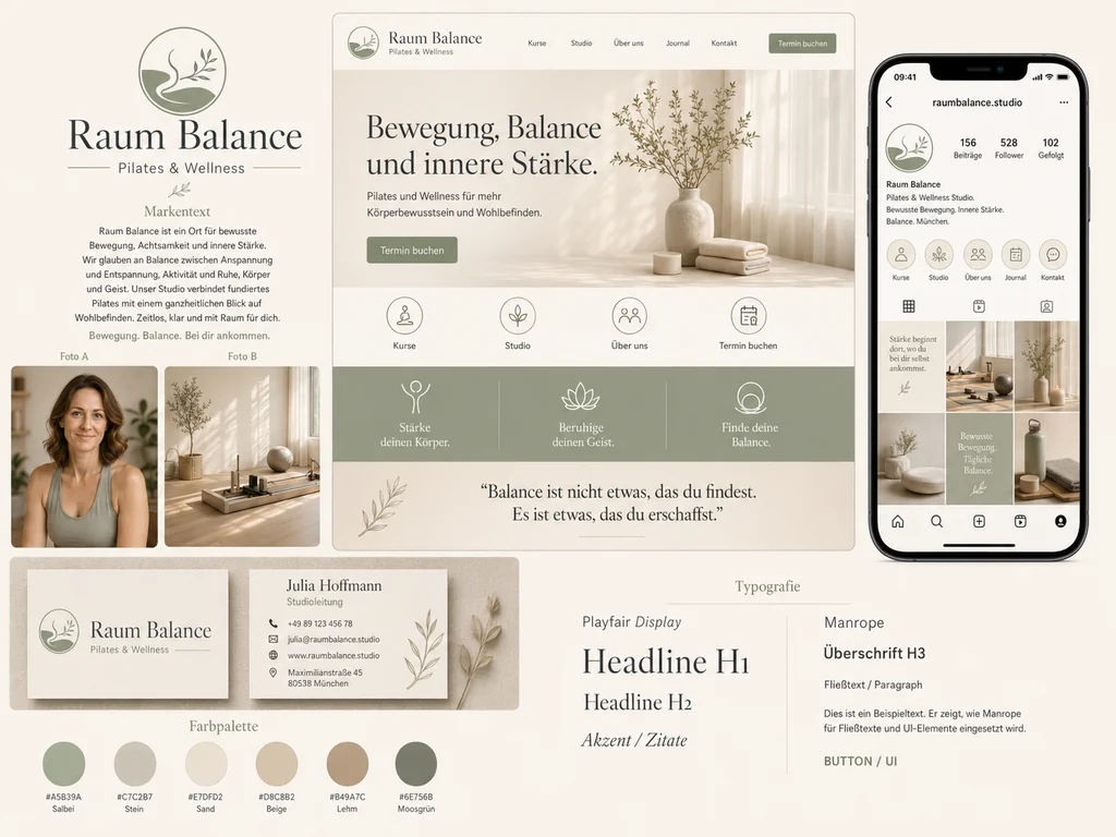 Konzeptstudie für Pilates & Wellness: Raum Balance