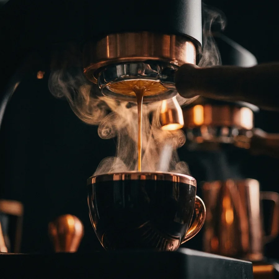 Espresso, in eine Tasse gegossen